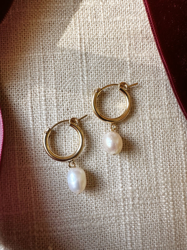 Laurel Pearl Hoops